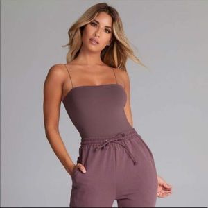 DUSTY BROWN MESHKI LEILA BODYSUIT